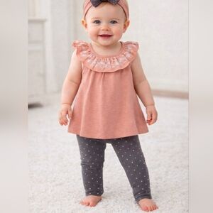 Savannah Girl 3-piece Outfit Size 9 Months Ruffle Sleeve Top- Legging - Headband